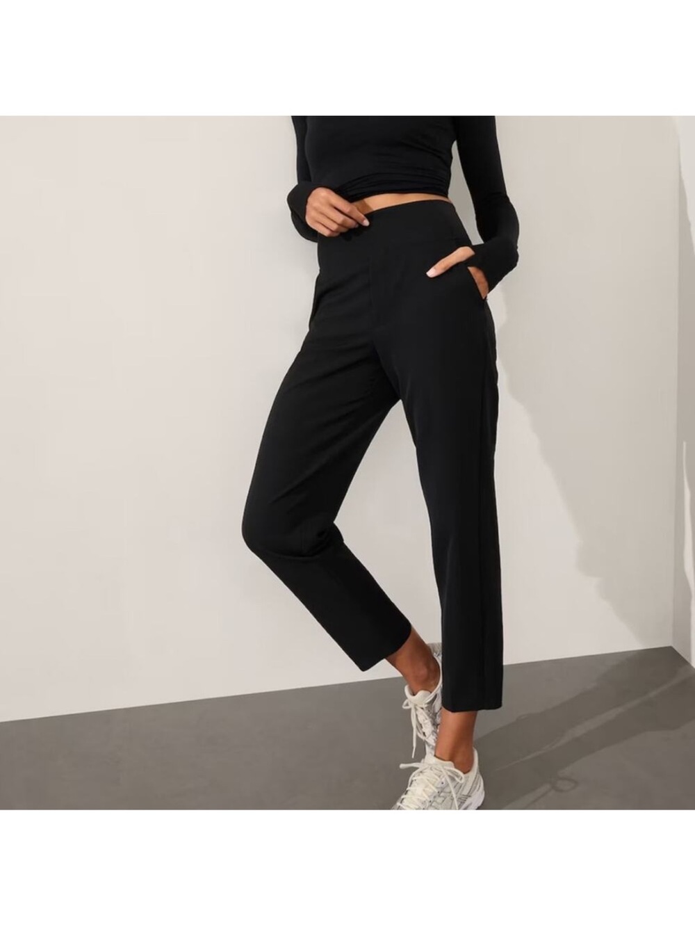 NWOT Athleta Endless High Rise Black Pant Size 8 TALL office wear comfortable